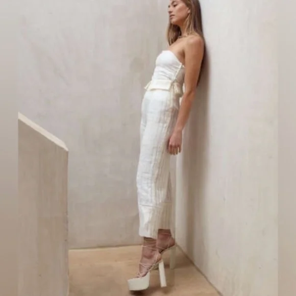 New! Cult Gaia Elle Cream Linen Pantsxxs
